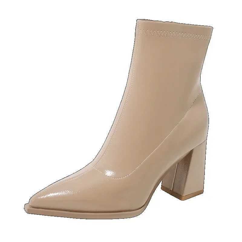 High heels womens boots Pointed Toe womens sexy shoes 2024 new zipper classic daily boots womens boots Botas Y241019