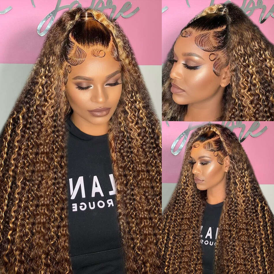 30 40 Inch Highlight Ombre 13x6 HD Frontal Water Curly Human Hair Wigs 250 Density 13x4 Deep Wave Color Lace Front Wig
