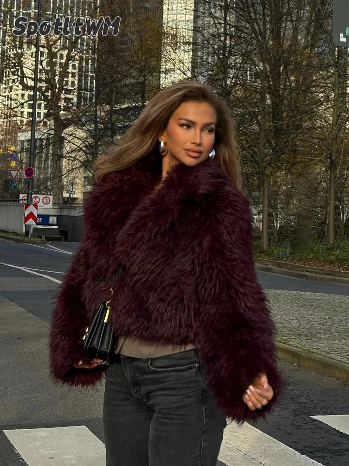 Fashionable Warm Fluffy Faux Fur Coat for Women Elegant Collar Long Sleeve Open Collar cardigan for Women Fashion Winter Street Coat 241018