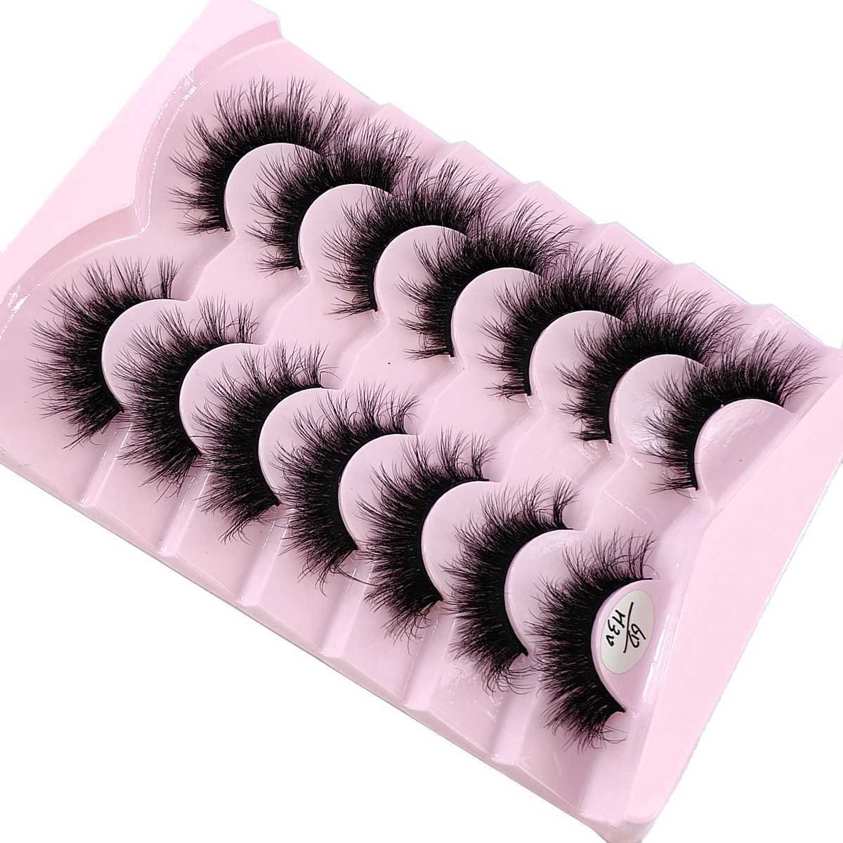 NEW 7Pairs Lashes manga Lashes 3D Faux Mink Lashes Natural Look Wispy Mink Eyelashes Fluffy Cat Eye Lashes Pack Fake EyelashesXJ241019