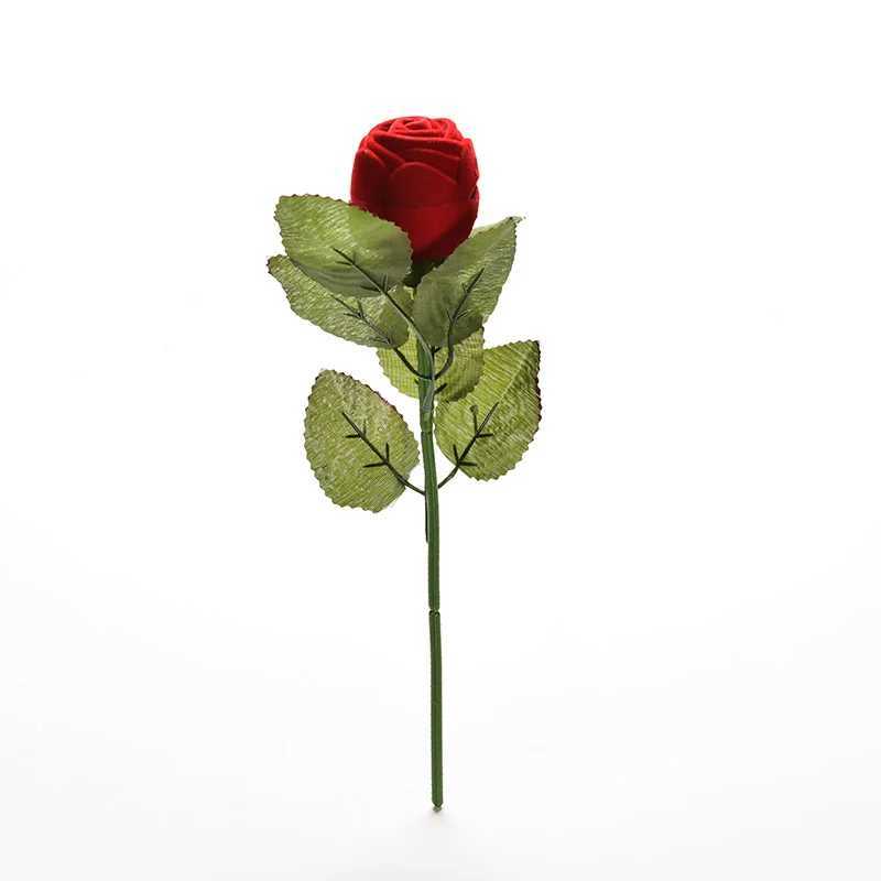Recommended Red Rose Engagement Ring Box Earrings Jewelry Gift Box Charm Romantic Rose Ring Box with Branches and Leaves W241019