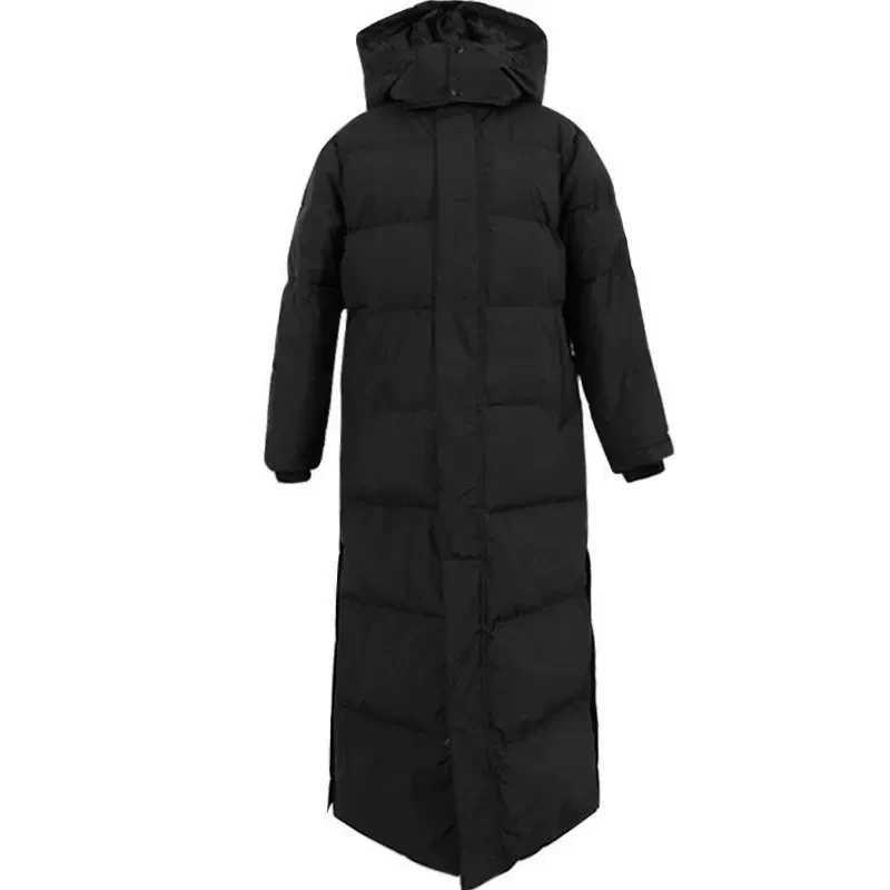 2023 Winter Down Cotton Jackets Womens Clothing Side Button Long Parkas Hooded Warm Winter Coats Female Black Overcoats fp435X241019