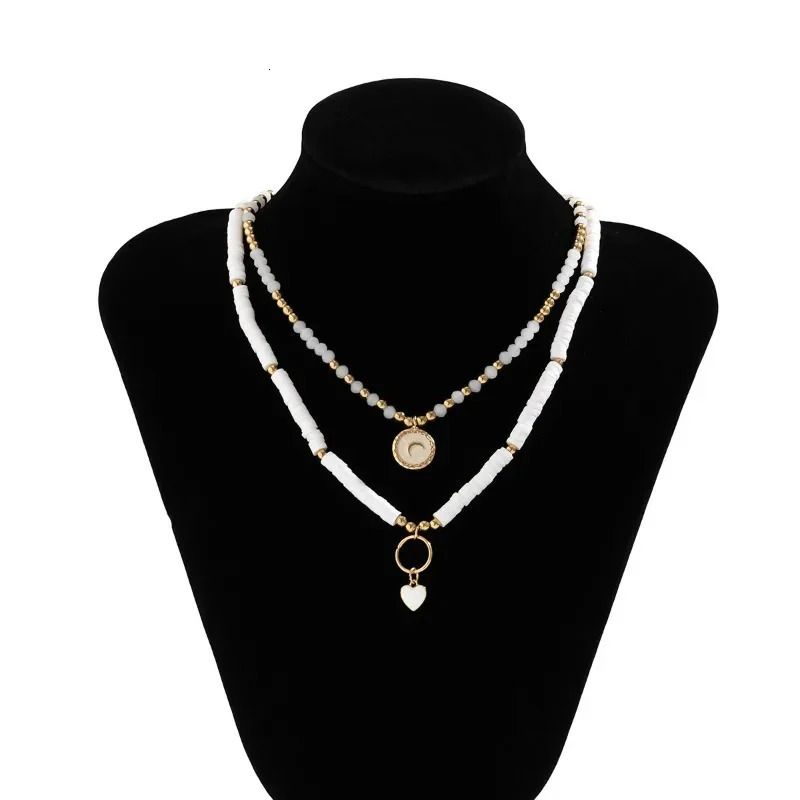 Simple polymer clay bead necklace fashionable cute and elegant necklace suitable for womens jewelry party gifts 241018