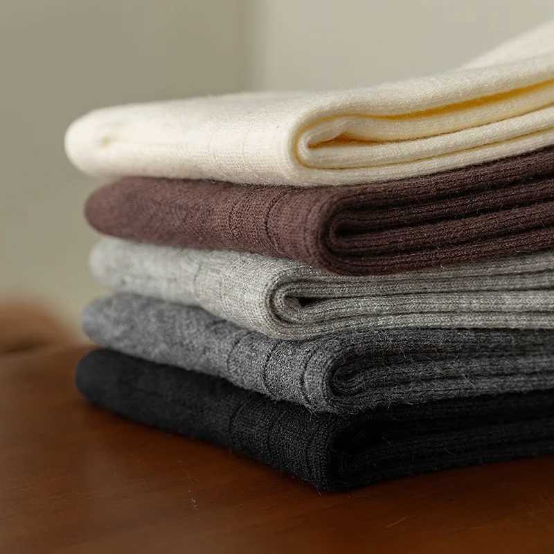 Mens Socks Autumn Winter Thick Warmer Middle Tube Socks Men Male Wool Cashmere Thermal Solid Color Black Gray Elastic Long SocksXJ241019