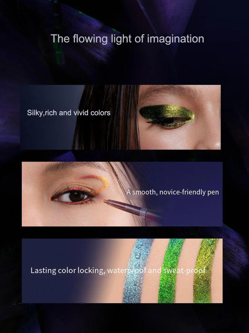 Kaleidoscope eyeliner mirror smart glue pen waterproof stain free chameleon eyeliner 241018