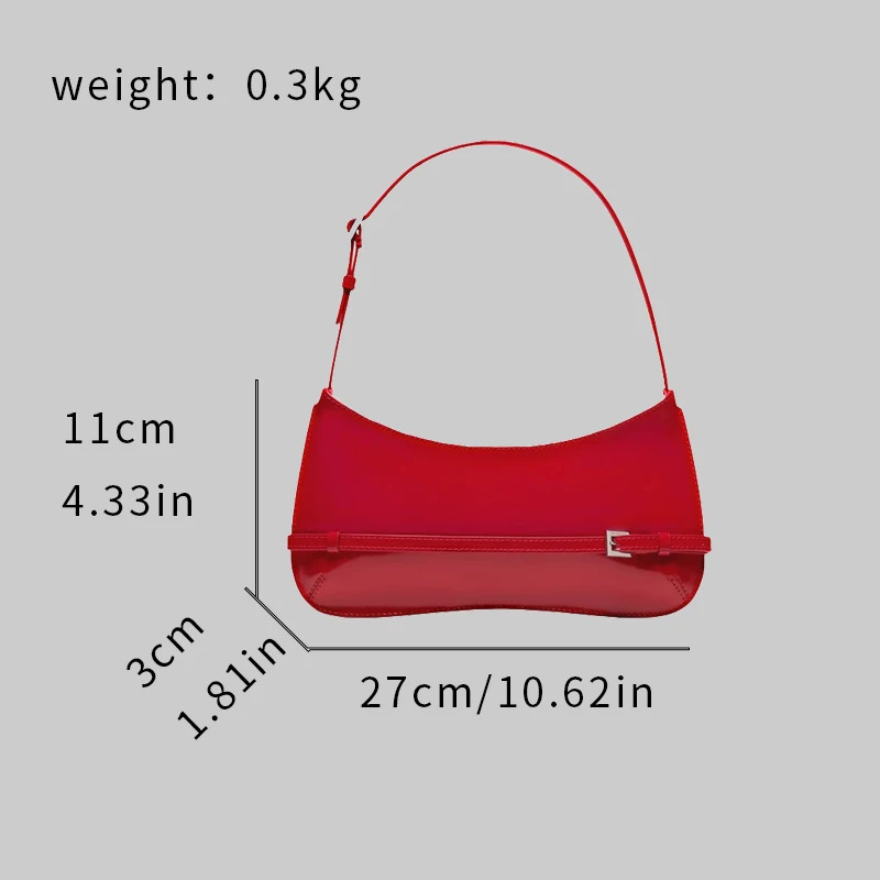 Womens er Red Patent Leather Bottom Bag French Street Fashion Trend Small Shoulder Bag Wallet 241018