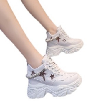 Shining Star Autumn New Thick soled 2024 Casual Lace up Sports Shoes for Women, Single Shoes for Women