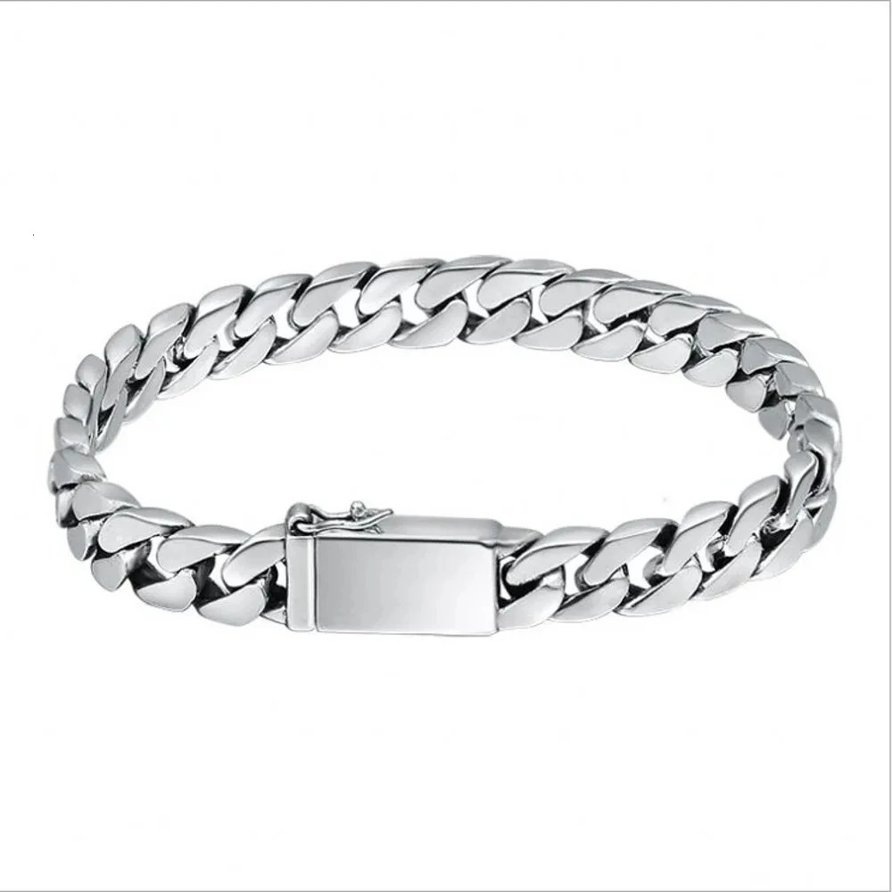 100% S925 sterling silver bracelet 8MM punk S925 silver jewelry never fades portable certificate mens jewelry gift 241018