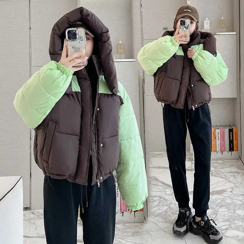 Snow Wear Winter Down Cotton Jacket 2024 New Women Parka Puffer Jacket Long Sleeve Hooded Coat Thickened Warm Coat Womens ClothX241019