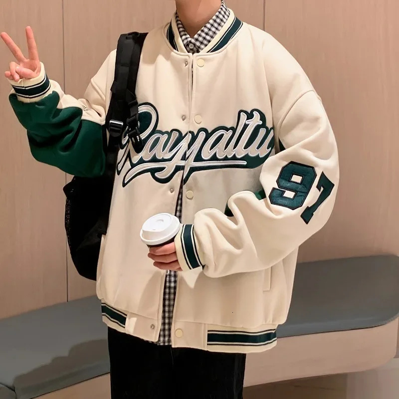 Autumn Mens Jacket American Style Street Youth Student Vintage Trendy Letter Embroidery Baseball Cap Ins 241018