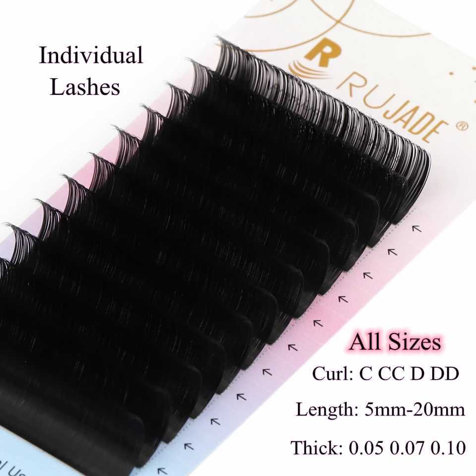 RUJADE All Sizes Natural Eyelashes Extension Matte Black Russian Volume Eyelashes Soft Silk Classic Individual False Mink LashesXJ241019