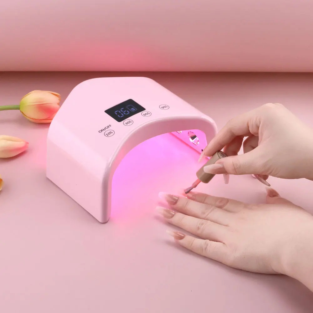48W Mini Charging LED Light Portable Drying Machine Cordless Nail Red USB Cable Port Desktop n 365nm 405nm 241018