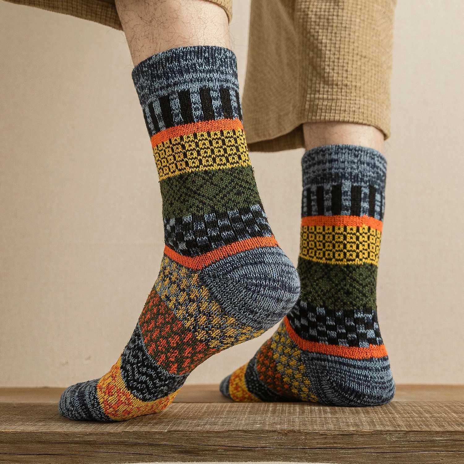 5Pairs/lot New Witner Men Socks Women Lover Socks Thick Warm Socks Vintage Sock Colorful Gift Free size EUR 37-43XJ241019