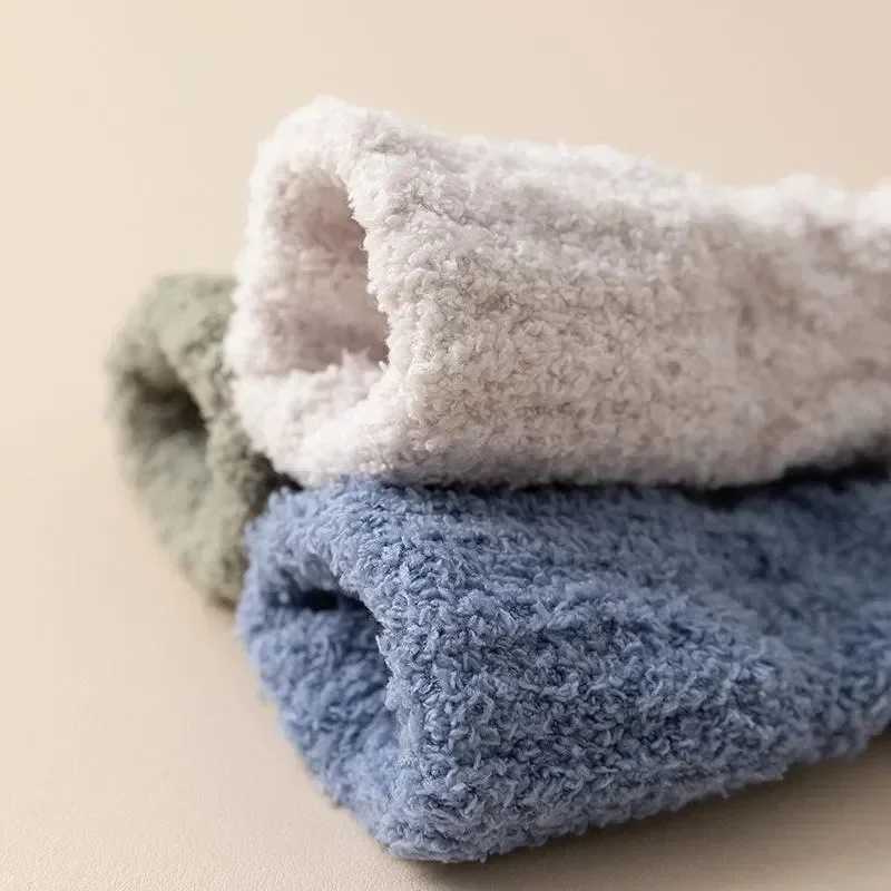 1/2Pairs Winter Warm Velvet Socks Men Coral Fleece Thick Plus Stocking Girls Fluffy Floor Sleeping Middle Tube Sock Hosiery SoxXJ241019