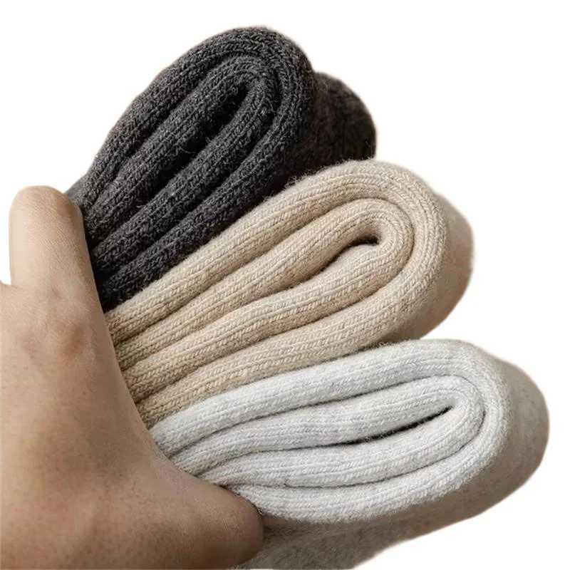 4Pairs/Lot Mens Socks Winter Merino Wool Warm Stockings Thick Snow Socks Comfort Elastic Mens Casual Mid-tube Socks EU38-46XJ241019