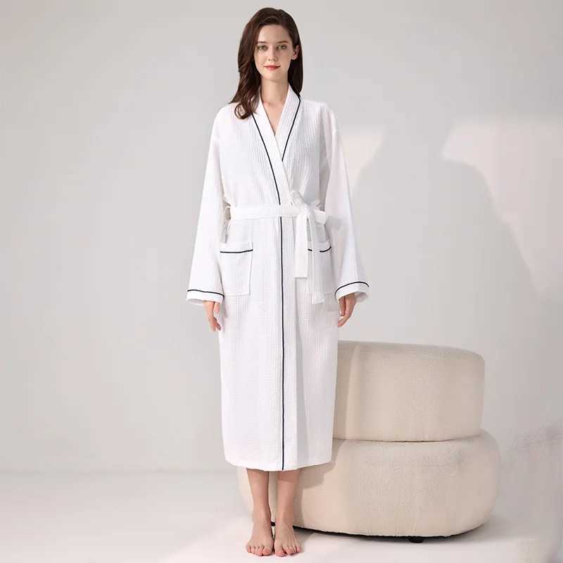 Cotton Waffle Kimono Couples Sauna Clothing 2024 New Water Uptake Robe Men And Women Quick-drying Bathrobe Hotel Spa RobesXJ241018