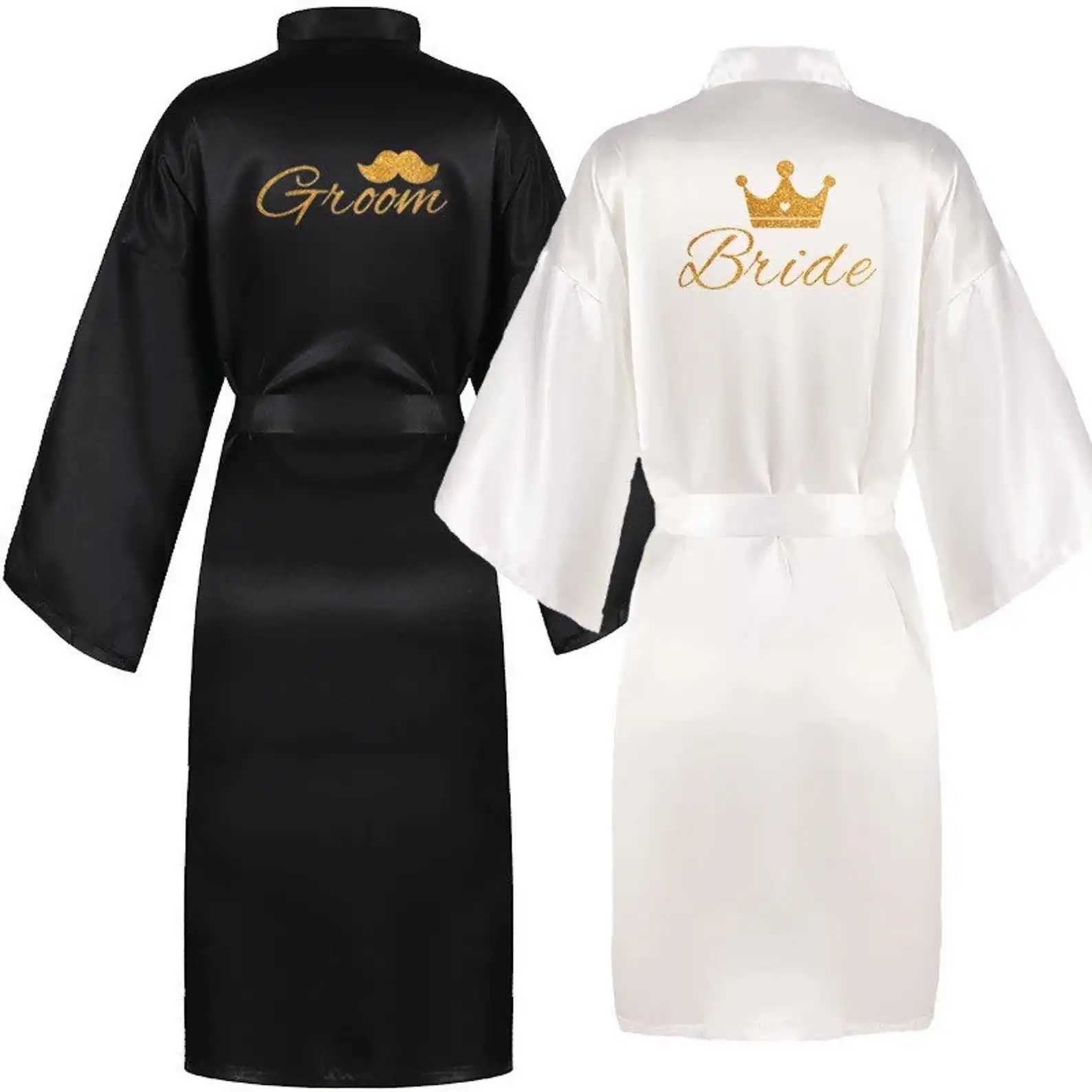 Personalized Groom and Bride Satin Robes Bath Robe Groom Bath Robe Bride Bath Robe Wedding Gift for Couple Bridal Shower GiftXJ241018