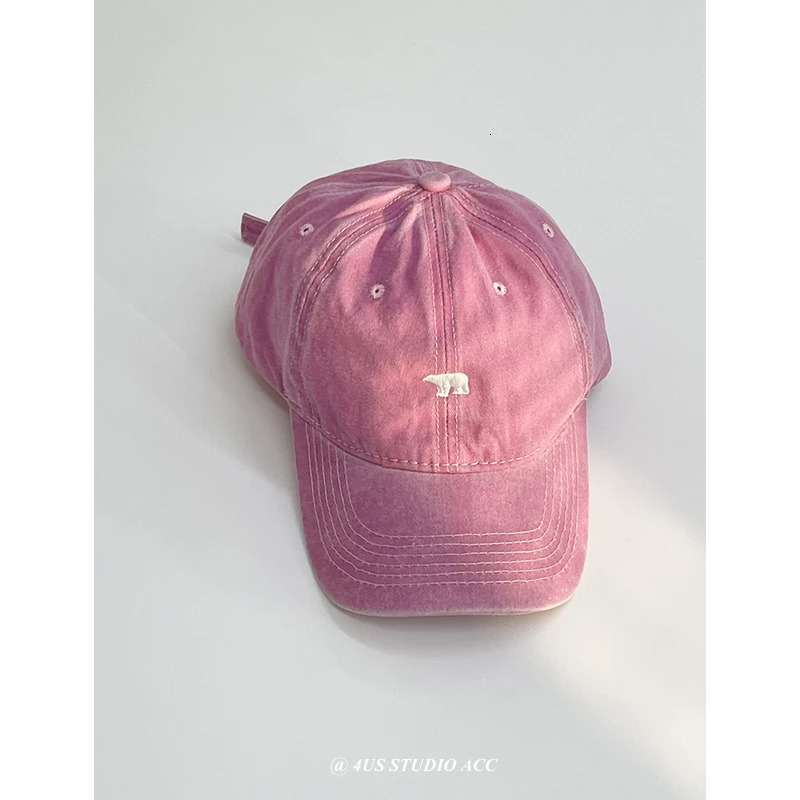 Vintage Pink Washed Cotton Baseball Cap for Women Spring Summer Sun Hat Embroidered Peaked Cap 241009