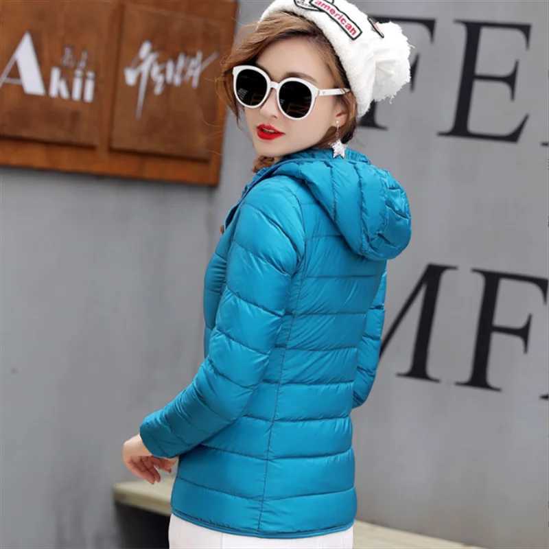 2022 New Ladies Hooded Korean Short White Duck Lightweight Down JacketX241019