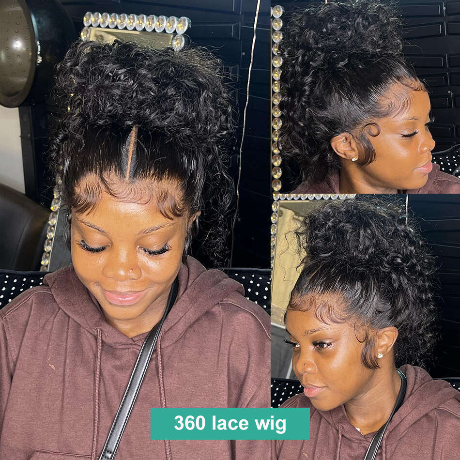 Loose Deep 13x6 Frontal Human Hair Brazilian For Women 360 HD Curly Water Wave 5x5 Lace Closure Wig Pre Plucked