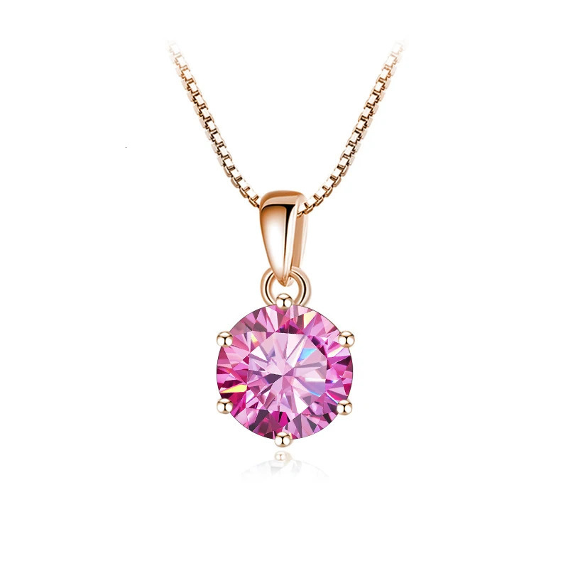 Butterflykiss 6.5mm 1.0 D Necklace Rose Gold Plated Pendant Original Genuine S925 Womens Silver Chain Jewelry 241018