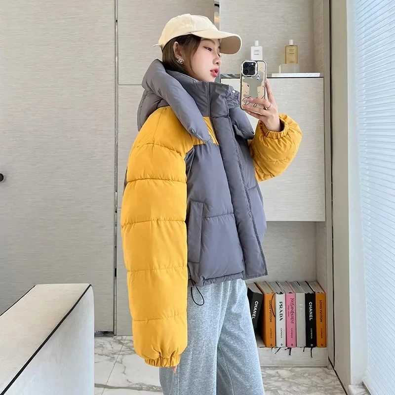 Snow Wear Winter Down Cotton Jacket 2024 New Women Parka Puffer Jacket Long Sleeve Hooded Coat Thickened Warm Coat Womens ClothX241019