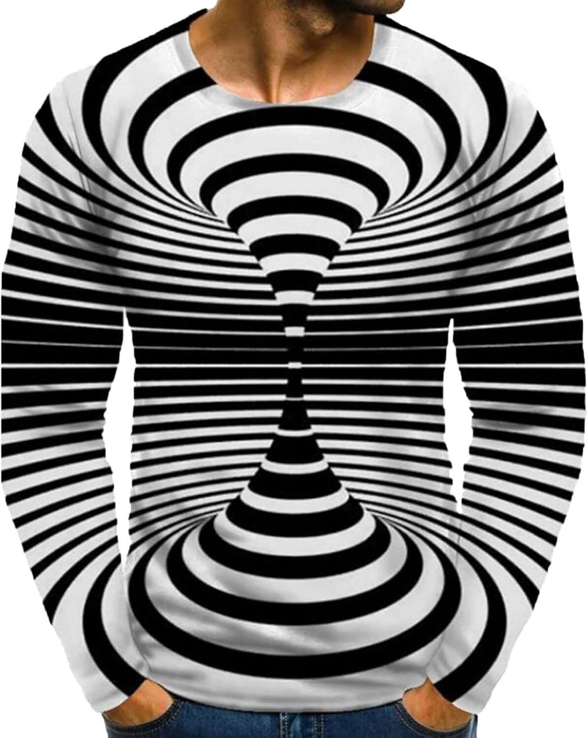 Long Sleeve Shirts for Men sweatshirt Fashion Optical Illusion Tshirts Men Long Sleeve 3D Graphic Tees Hip Hop Streetwear Print T-Shirt Fall Tops Guys