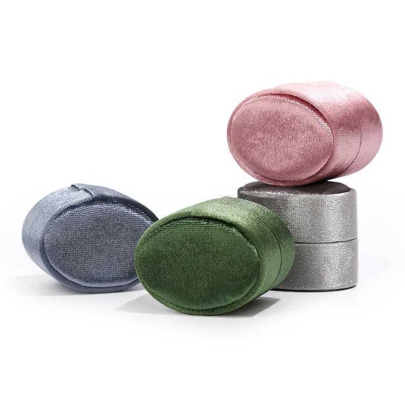 Oval Velvet Small Ring Box Korean Velvet Ring Pair Jewelry Packaging Box Exquisite Mini Jewelry Box W241019
