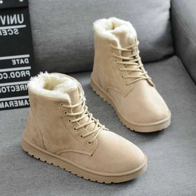 Womens long boots winter student long boots short tube warm lace flat shoes cold resistant and non slip Korean cotton ankle boots Y241019