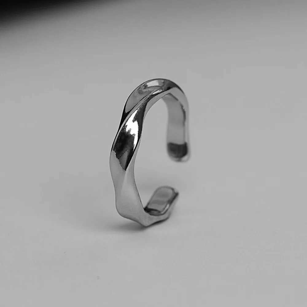 2024 mens silver solid color metal finger ring mens open ring couple engagement jewelry gift Y241019