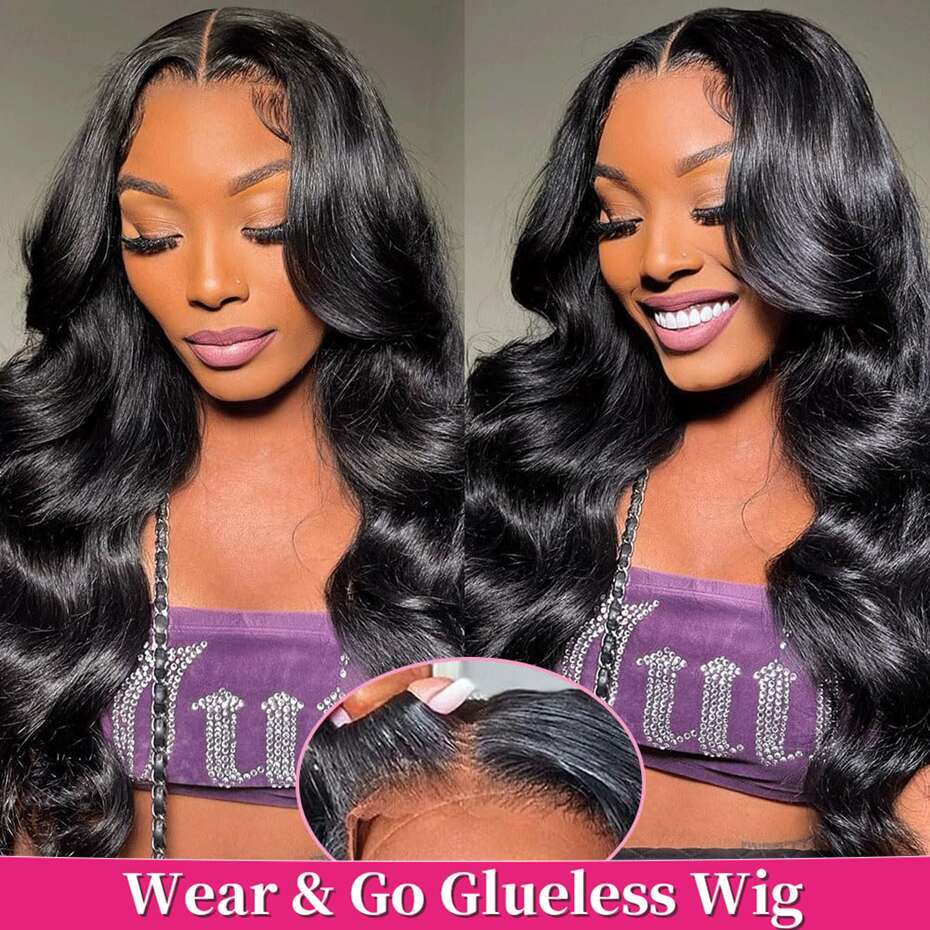 Wave Wig Body x Glueless PrePlucked Human Hair Wigs Ready To Go Transparent Pre Cut Lace Closure For Black Women Bling s