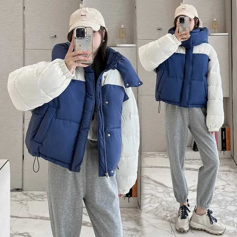Snow Wear Winter Down Cotton Jacket 2024 New Women Parka Puffer Jacket Long Sleeve Hooded Coat Thickened Warm Coat Womens ClothX241019