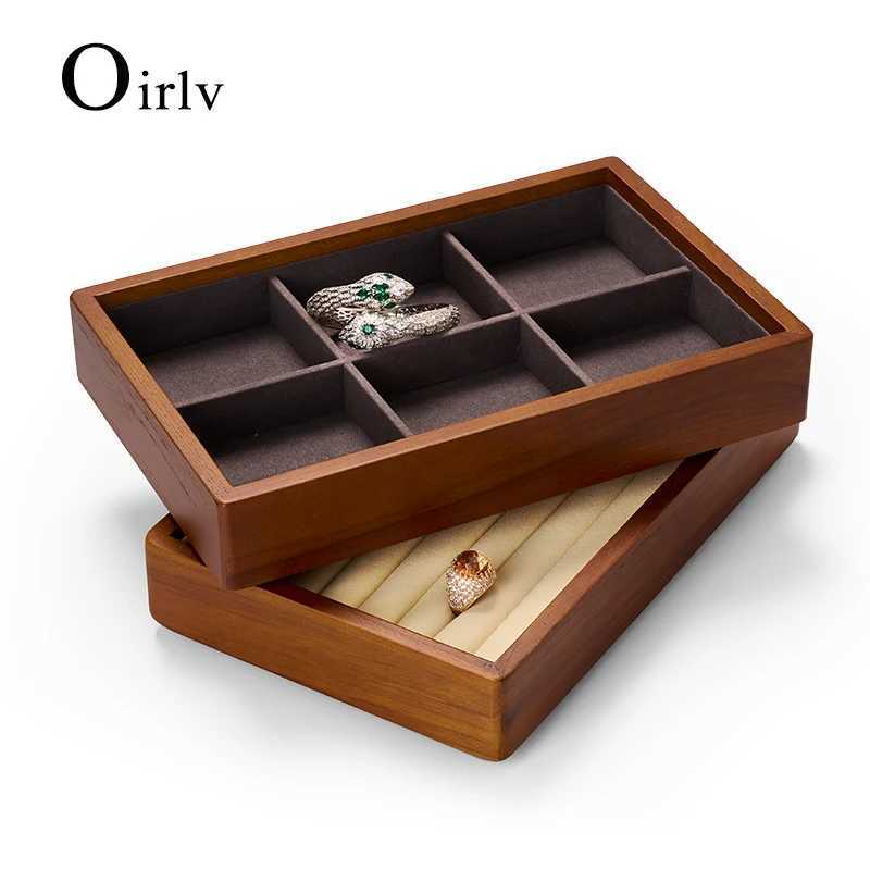 Oirlv solid wood multifunctional jewelry display box ultra-fine fiber ring earring bracelet organizer box luxury storage box womens gift W241019