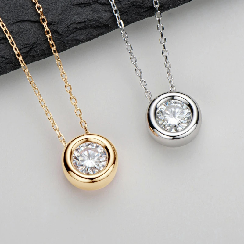 IOGOU Real D VVS1 Necklaces 6.5mm Round Pendant Suitable for Women 100% Silver 925 Gold Color Exquisite Jewelry Wholesale 241018