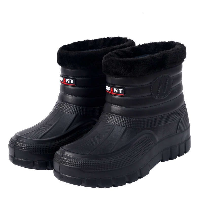 Velvet Insulation Outdoor Waterproof Cotton Shoes Men's Rain Boots Car Wash Construction Protection Wear Resistant Medium High Cylinder Water Sho