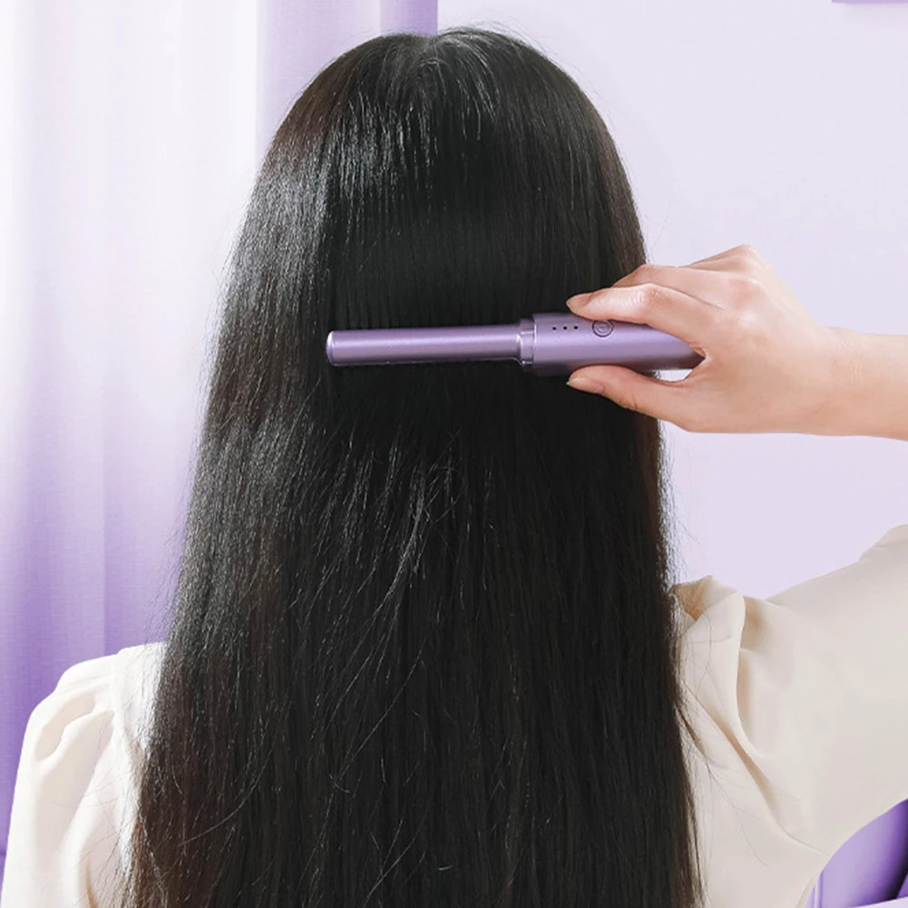 Professional wireless straightener curling iron comb lazy hair comb USB charging straight hair brush hair styling tool 241018