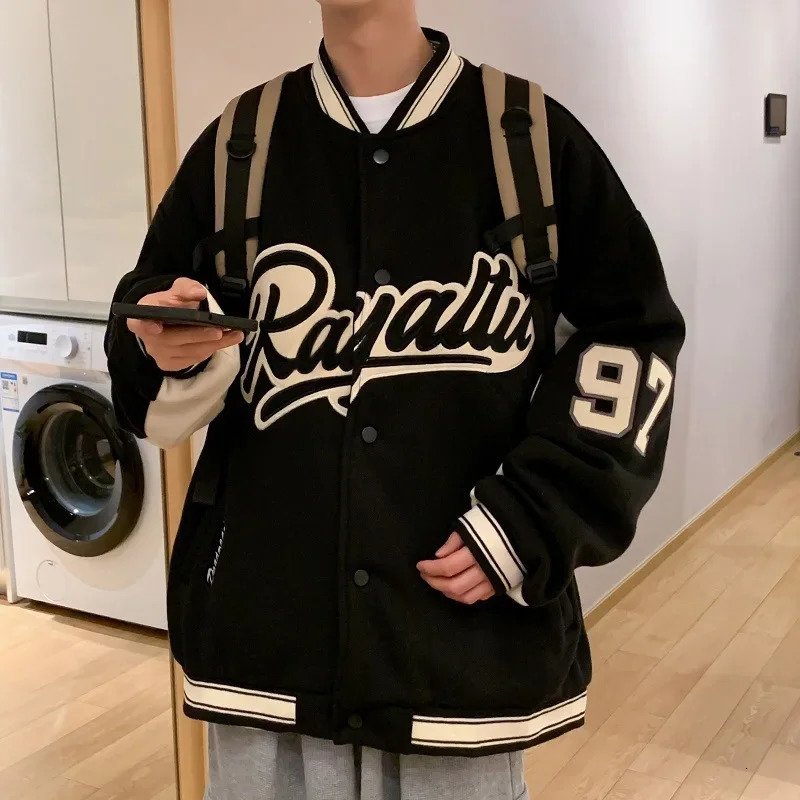 Autumn Mens Jacket American Style Street Youth Student Vintage Trendy Letter Embroidery Baseball Cap Ins 241018