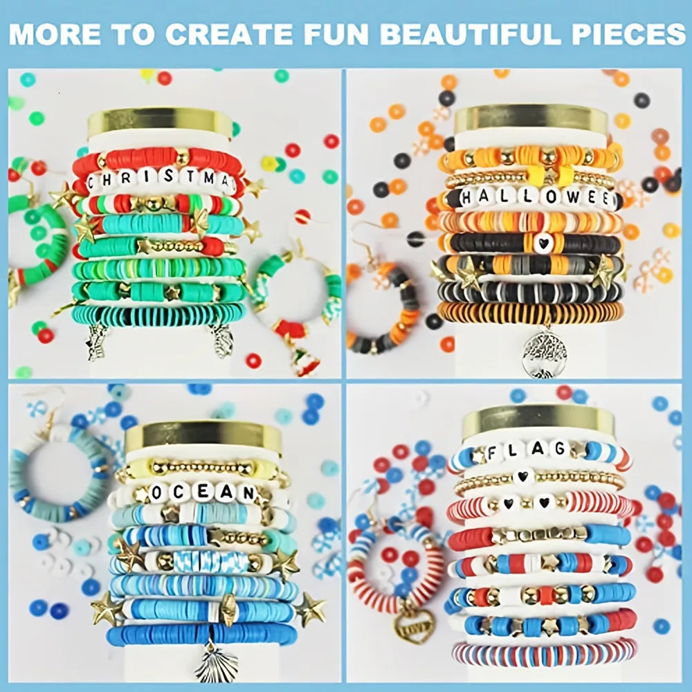 7200 pieces prefabricated friendship bracelet making kit with polymer beads and charm - Christmas and Halloween handmade gift set thank you 241018