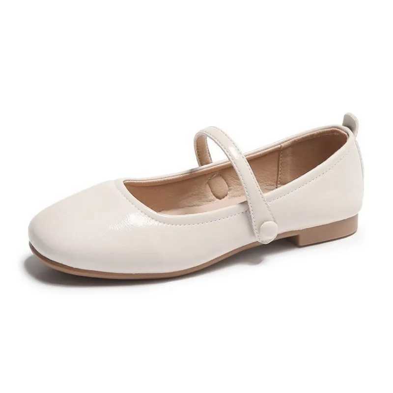 Single line flat shoes womens low boots spring new square toe single shoes college Mary Jane shoes high heels Y241019