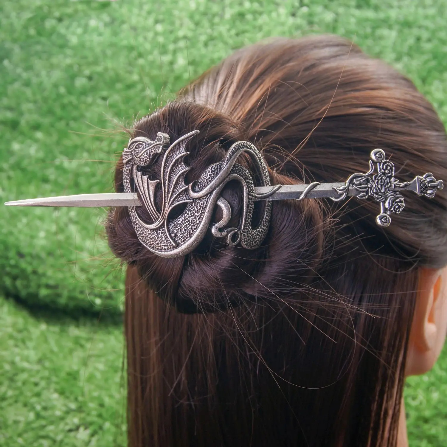 Vintage Viking Celtic Dragon Knot Hair Clip Skull Sword Hair Clip Female Hair Decoration Gift 241018