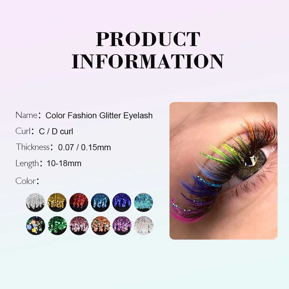 NEW Mix Colors Glitter Eyelash Extension Fashion Shiny Colorful False Lashes Russian Volume Individual Lash For Makeup SuppliesXJ241019