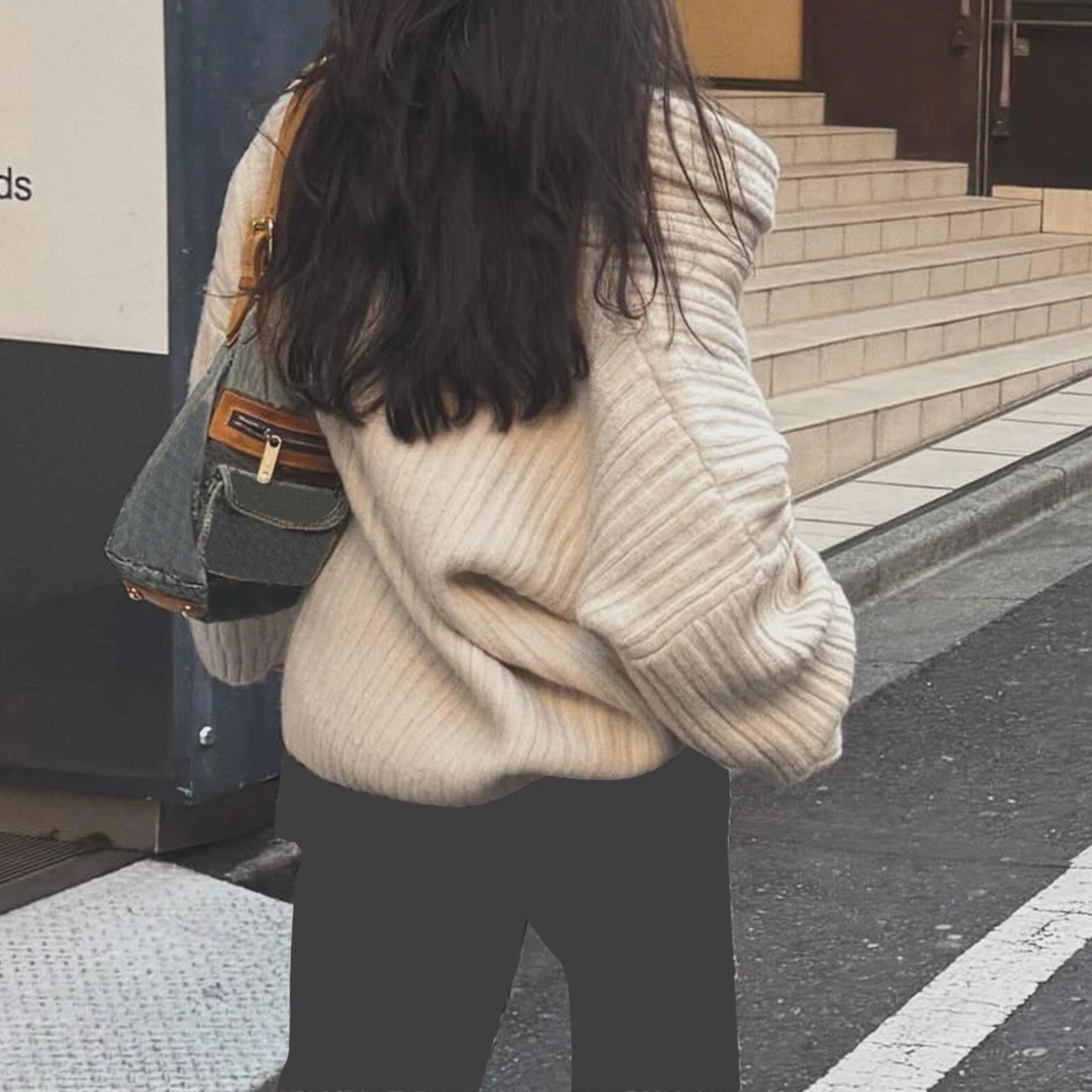 Combhasaki Womens Y2K Vintage Loose Knitted Sweaters Solid Color Long Sleeve Boat Neck Off Shoulder Pullovers Aesthetic Jumpers 241010