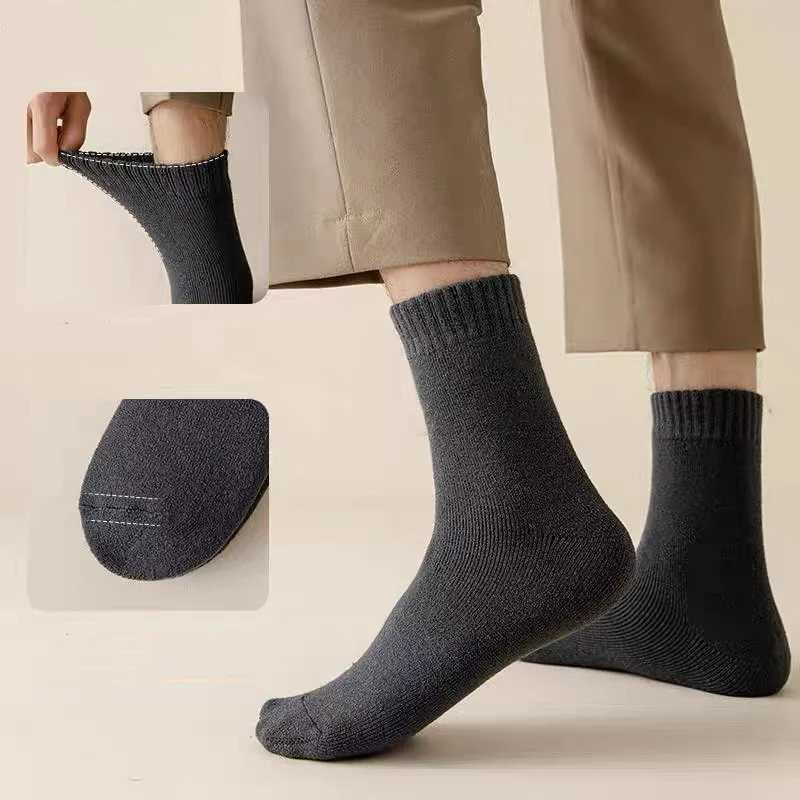 4Pairs/Lot Mens Socks Winter Merino Wool Warm Stockings Thick Snow Socks Comfort Elastic Mens Casual Mid-tube Socks EU38-46XJ241019
