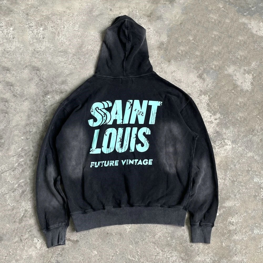 Yao Fashion SAINT OF MICHAEL Vintage Casual y Oversize Streetwear Hooded Sweatshirt Y2k Washed Old Hoodies For Men 241019