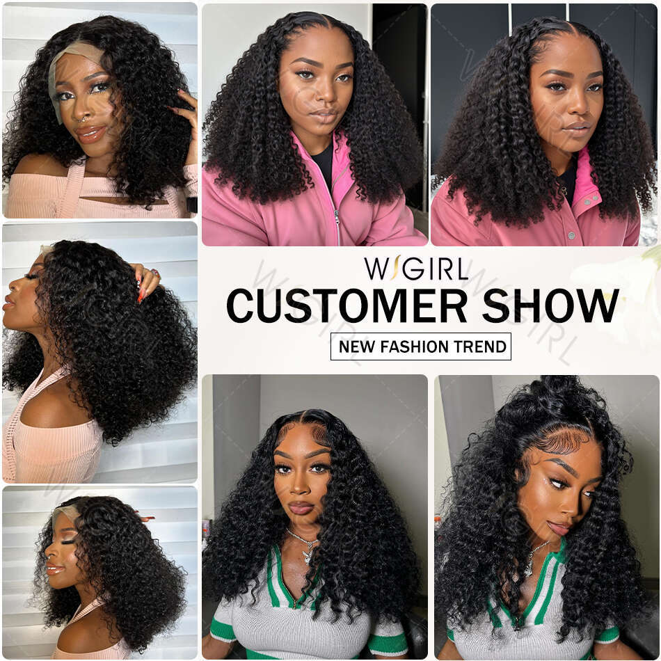 250 Density 13X4 HD Transparent Curly Short Bob Wear And Go Human Hair Wigs Deep Wave 13X6 Lace Frontal 5X5 Glueless Closure Wig