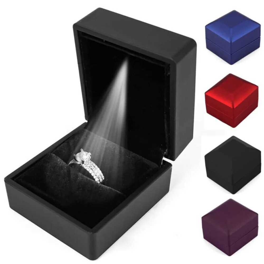 LED Ring Earring Box Pearl Treasure Box Engagement Wedding Mens Gift Box W241019
