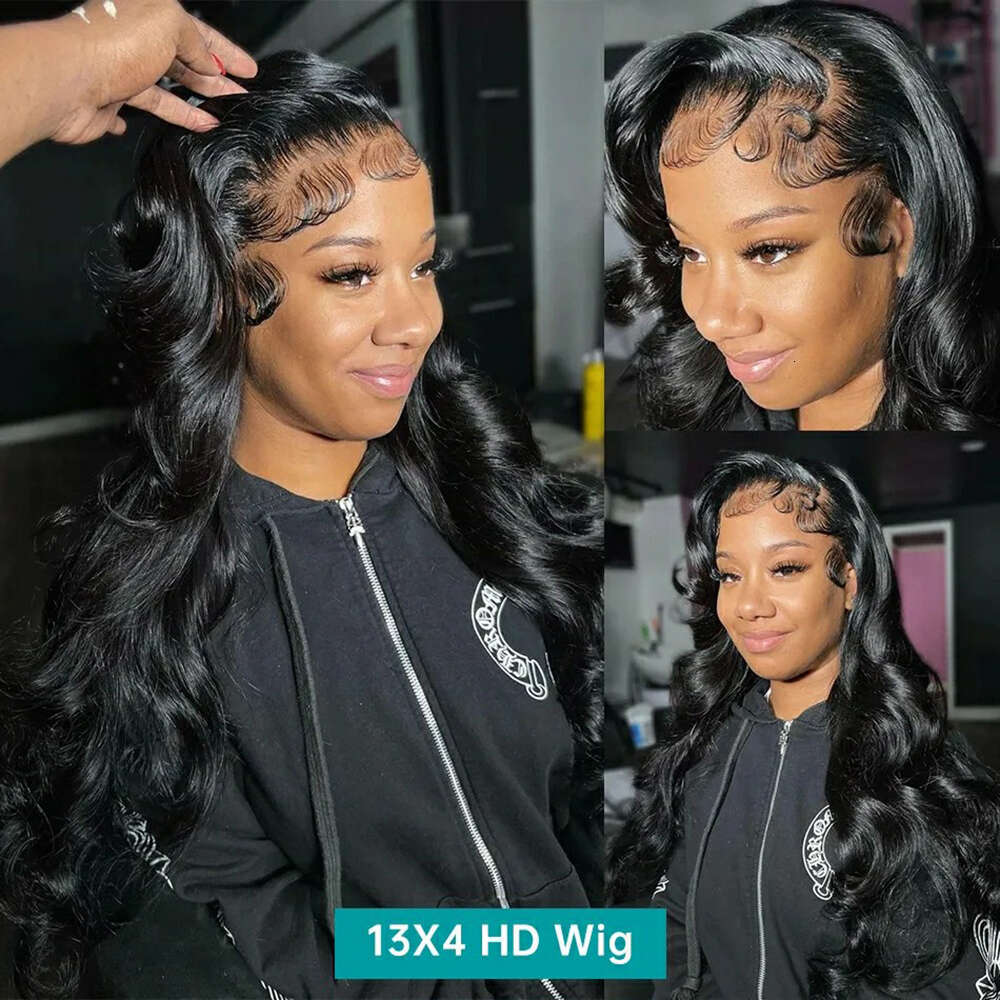 Body Wave Glueless Wig Human Hair Brazilian x HD Transparent Lace Front Pre Plucked Closure Wigs For Women s