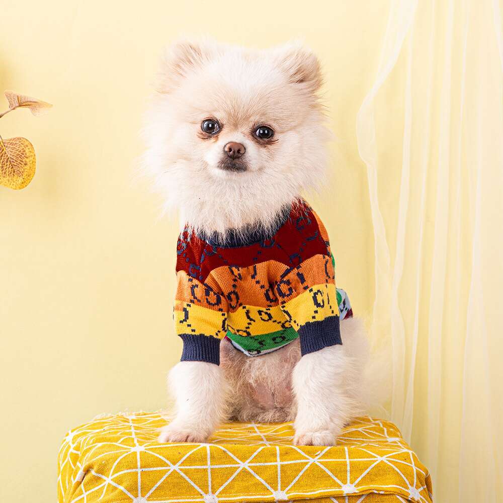 Famous Brand Designer Warm Sweater Thicken Pet Clothes Fall and Winter Dog Coat for French Bulldog Schnauzer