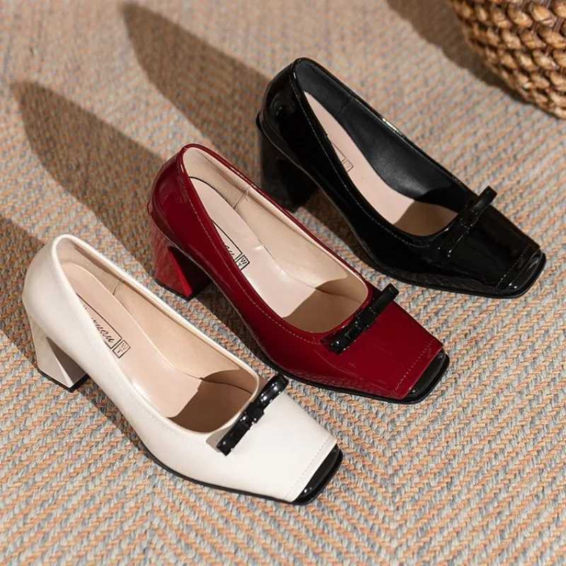Spring Fashions new shallow mouth square toe pump provides comfortable and elegant high-heeled square toe color matching for womens shoes Y241019
