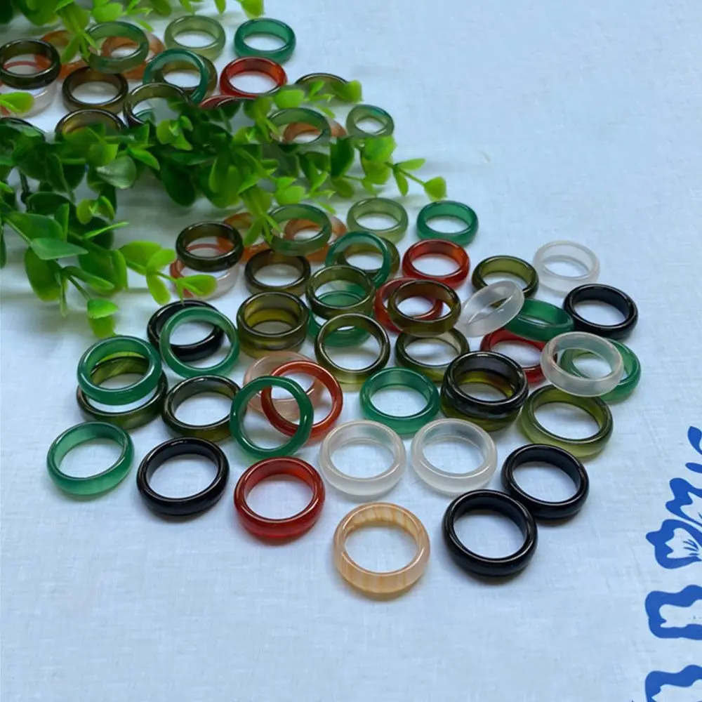 1PC Fashion Natural Stone Ring Unisex Black Green Red Agates Circle Finger Rings Wedding Band Christmas Charms Jewelry Gifts 241010